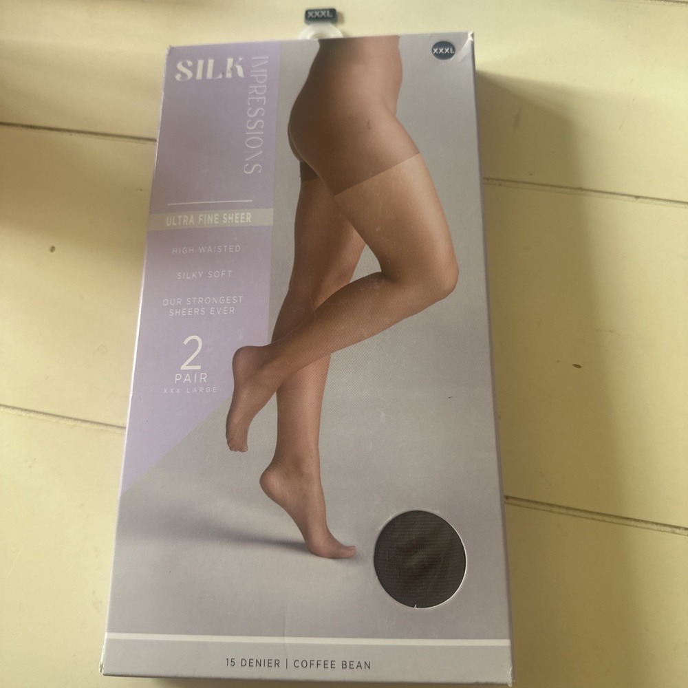 Silk Impressions Ultra Fine Sheer Tights Womens Size XXXL/3X Coffee Bean